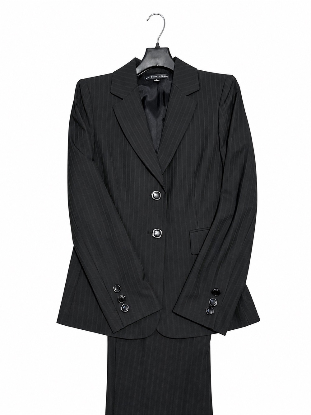 ANTONIO MELANI Black Pinstripe Women's Suit - Picture 2 of 6